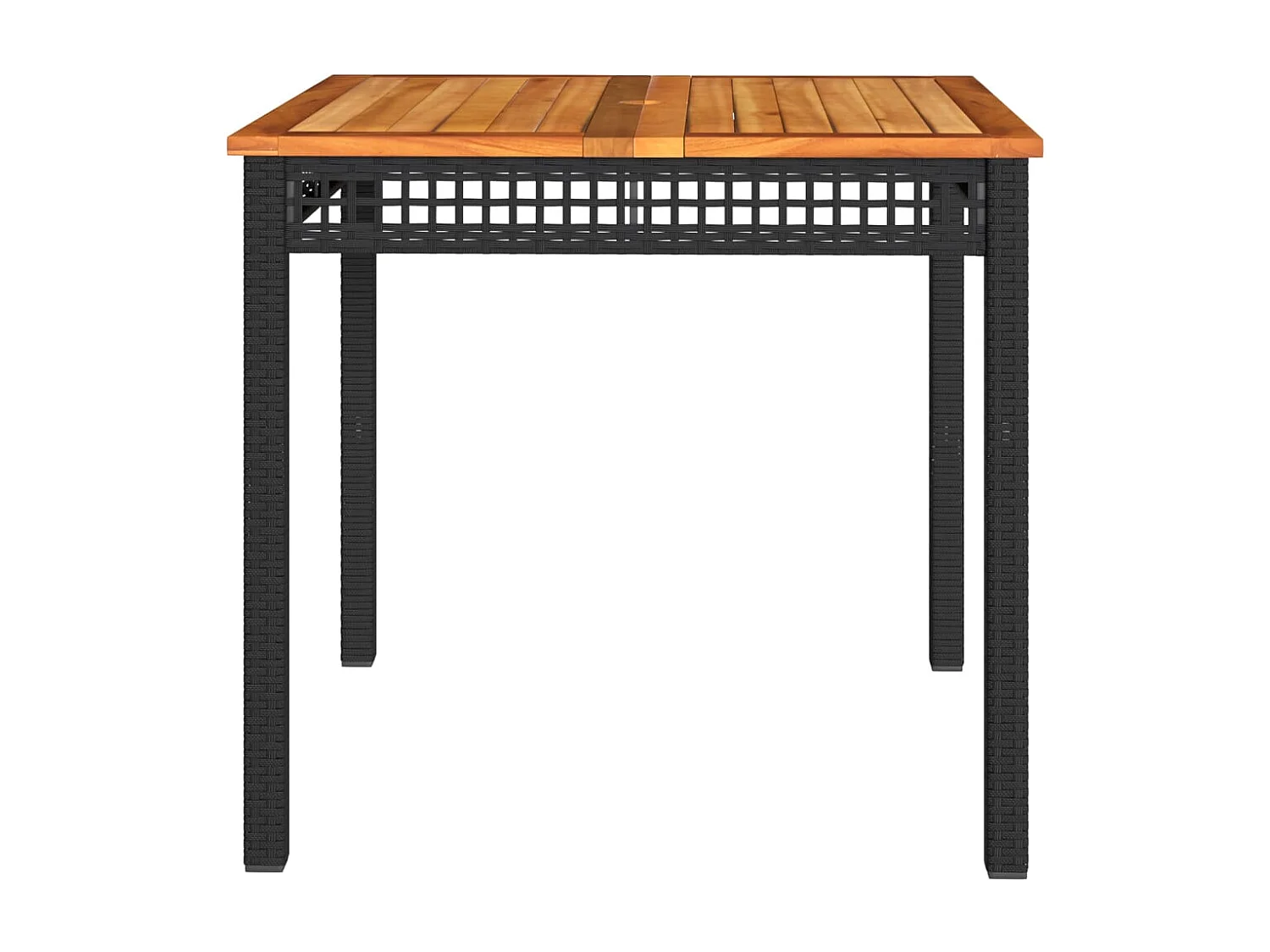Mesa de jardim 80x80x75 cm vime PE e madeira de acácia preto