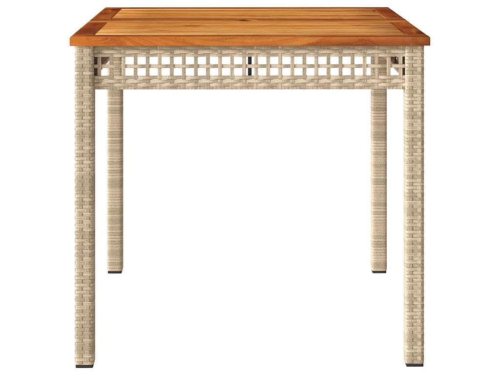 Tavolo da Giardino Beige 80x80x75 cm Polyrattan e Legno Acacia