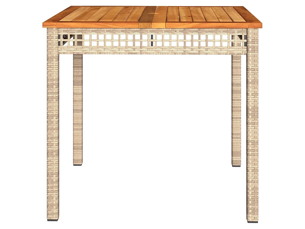 Tavolo da Giardino Beige 80x80x75 cm Polyrattan e Legno Acacia