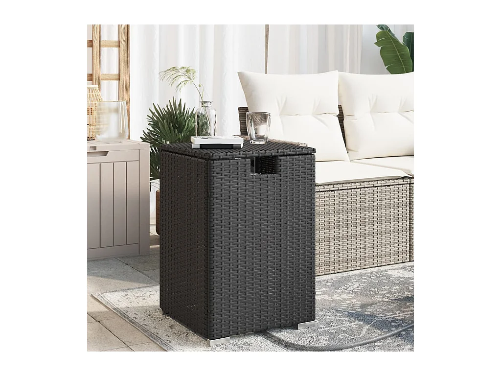 Tavolo Copri Serbatoio Propano Nero 40x40x60 cm in Polyrattan