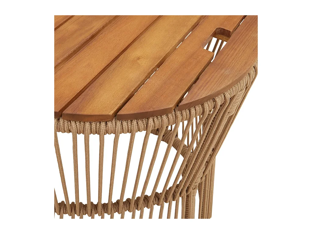 Tables d'appoint de jardin 2pcs dessus en bois beige poly rotin