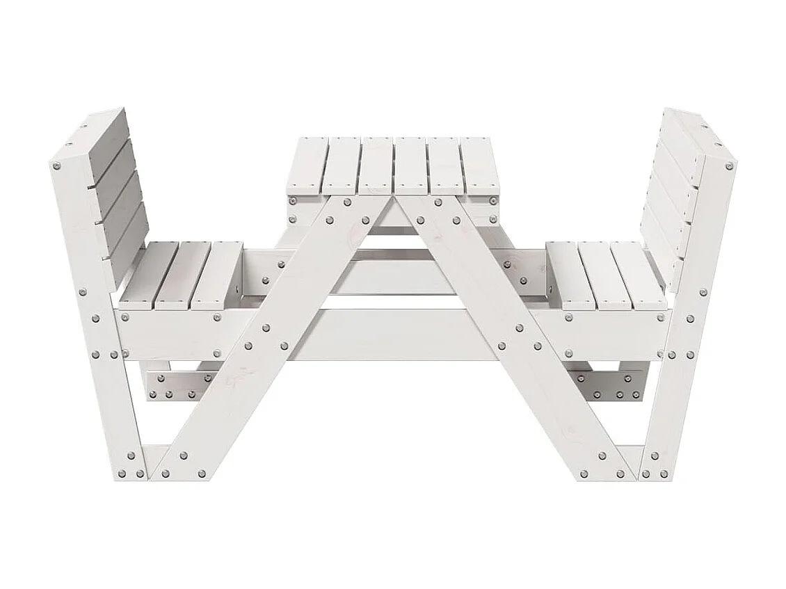 Picknicktafel voor kinderen 88x122x58 cm massief grenenhout wit