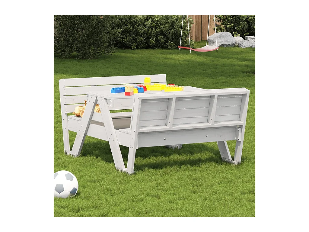 Table de pique-nique pour enfants blanc bois massif de pin