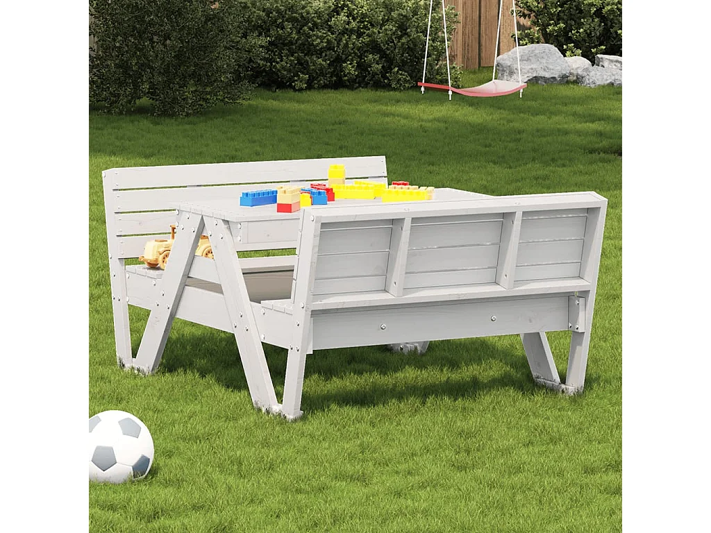 Mesa de pícnic para niños madera maciza pino blanco 88x122x58cm