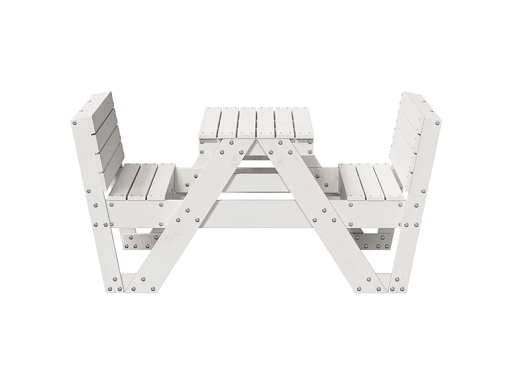 Mesa de pícnic para niños madera maciza pino blanco 88x122x58cm