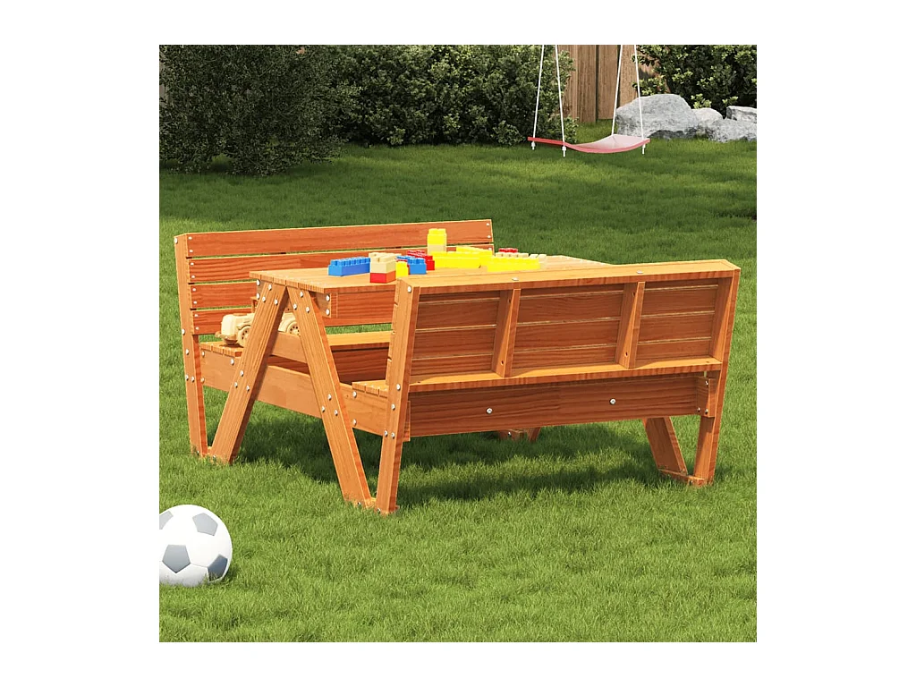 Picknicktafel voor kinderen 88x122x58 cm grenenhout wasbruin