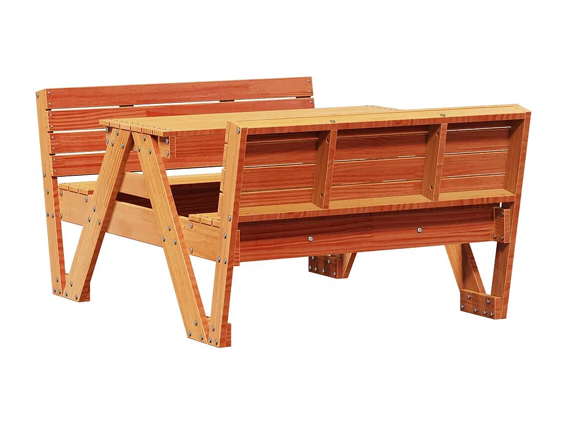 Picknicktisch für Kinder Wachsbraun 88x122x58 cm Massivholz