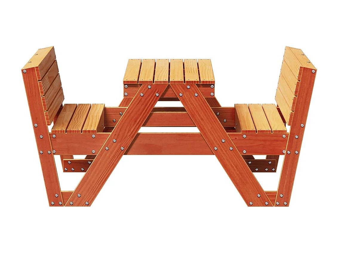 Picknicktisch für Kinder Wachsbraun 88x122x58 cm Massivholz