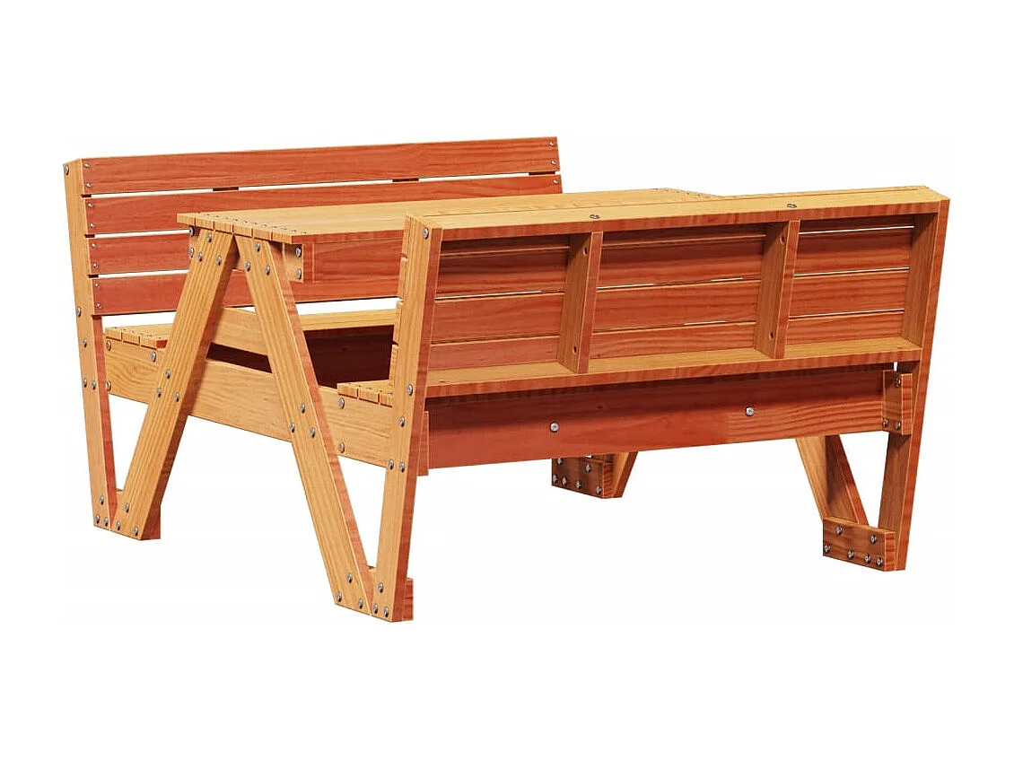 Picknicktisch für Kinder Wachsbraun 88x122x58 cm Massivholz