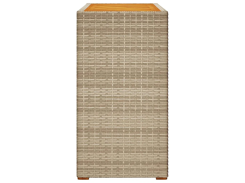 Garten-Beistelltisch mit Holzplatte Beige Poly Rattan