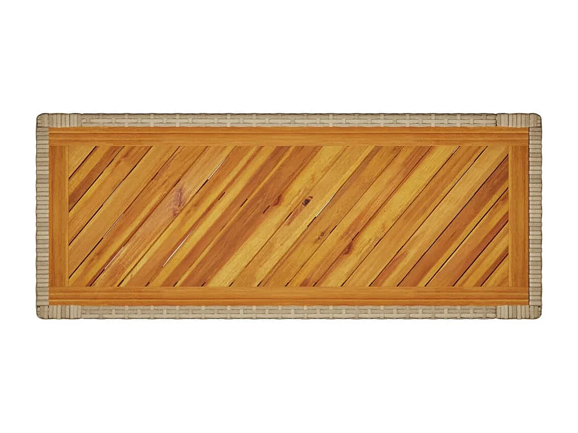 Garten-Beistelltisch mit Holzplatte Beige Poly Rattan