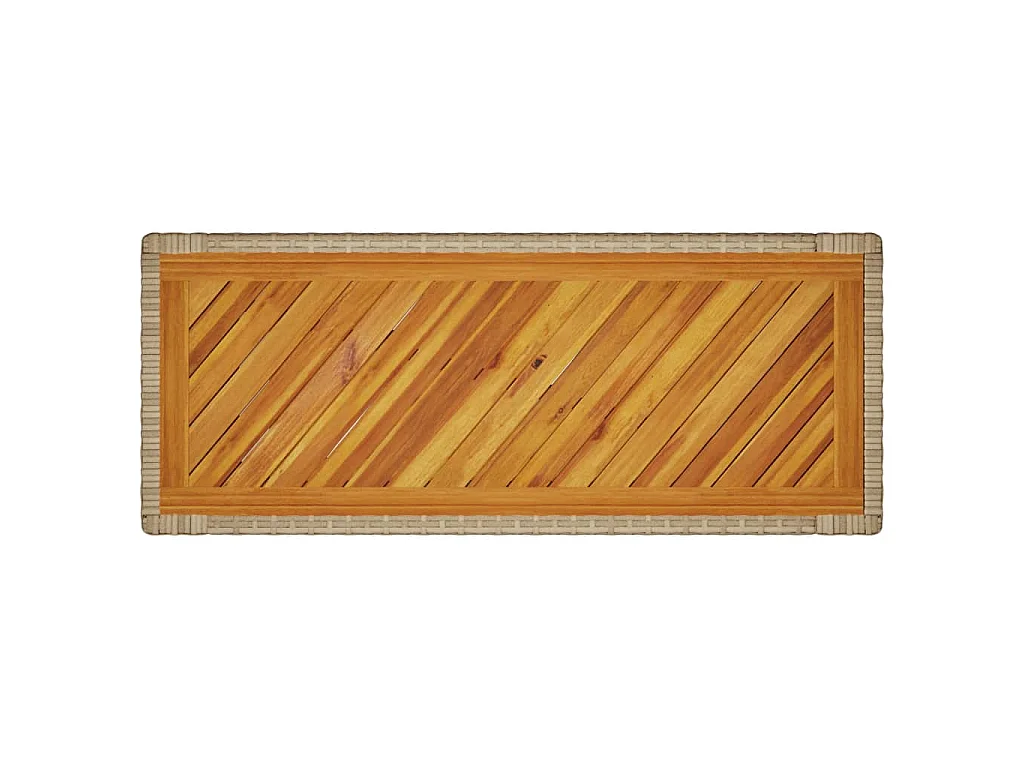 Tuinbijzettafel met houten blad 100x40x75 cm poly rattan beige