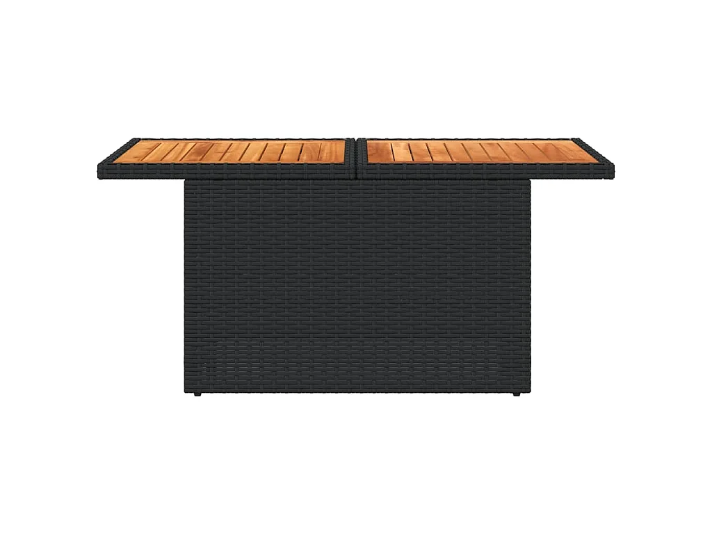 Table de jardin noir 100x55x73 cm résine tressée et bois acacia