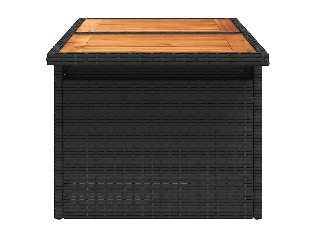 Table de jardin noir 100x55x73 cm résine tressée et bois acacia