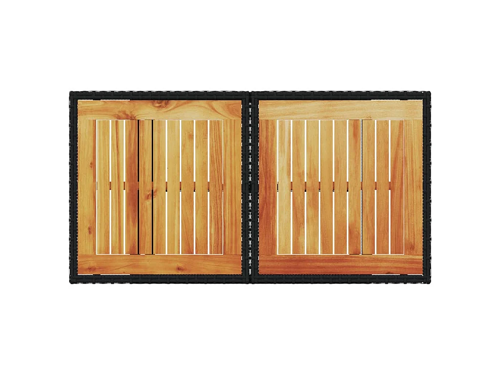 Table de jardin noir 100x55x73 cm résine tressée et bois acacia