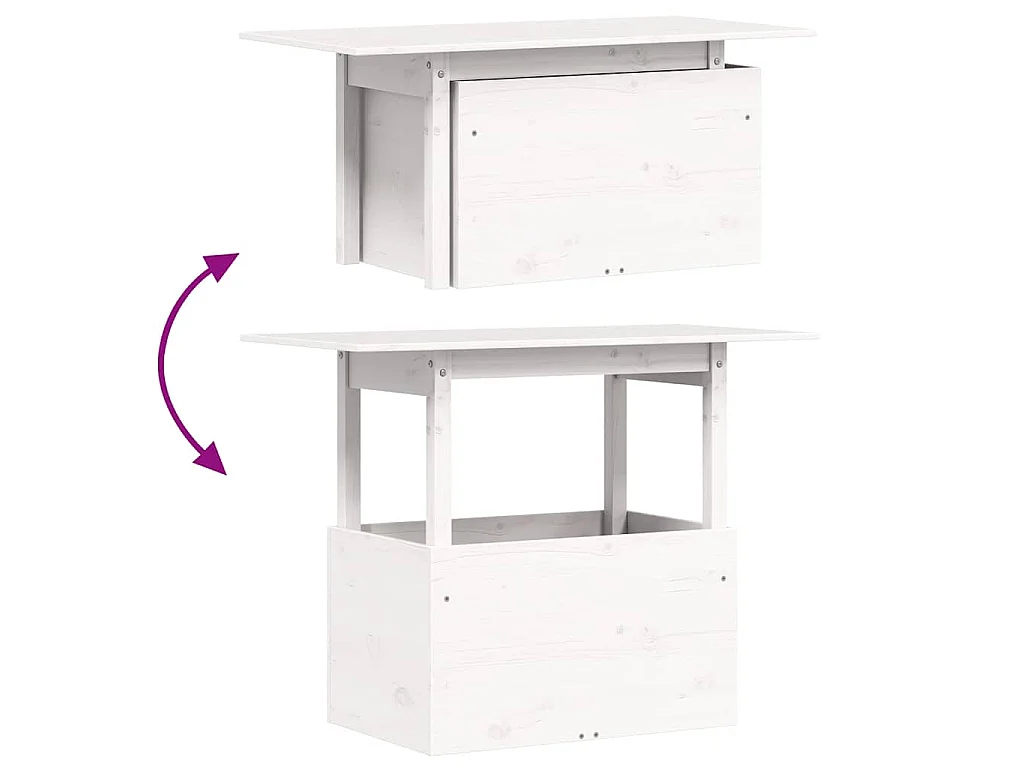 Table de jardin blanc 100x50x75 cm bois massif de pin