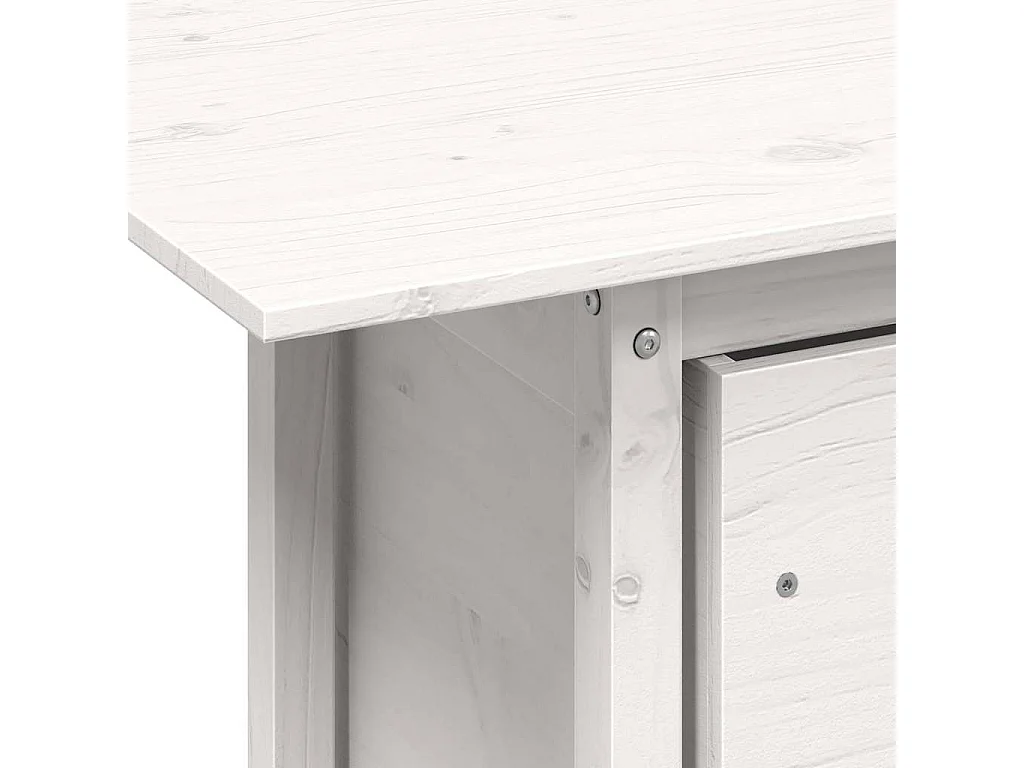 Tavolo da Giardino Bianco 100x50x75cm in Legno Massello di Pino