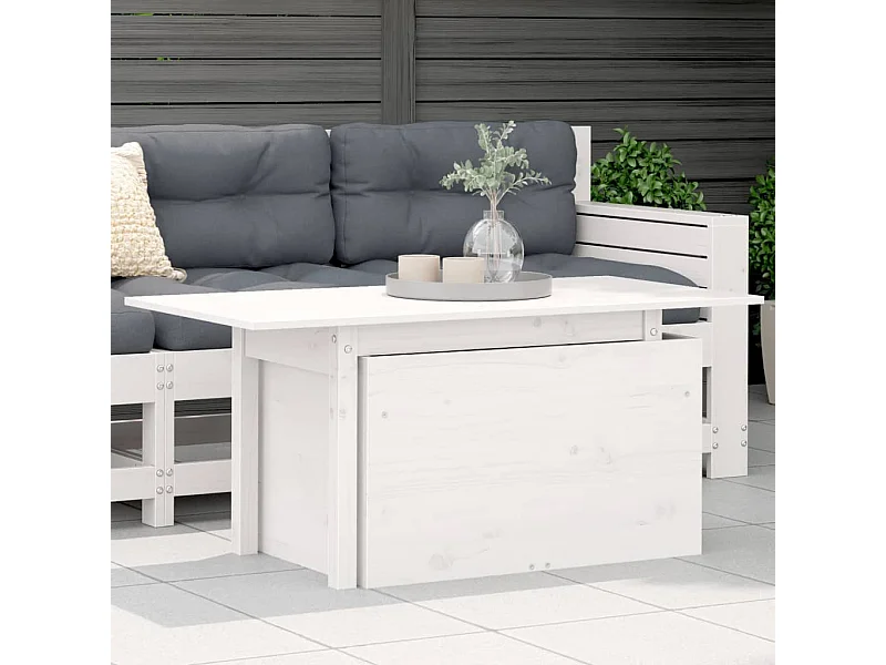 Table de jardin blanc 100x50x75 cm bois massif de pin