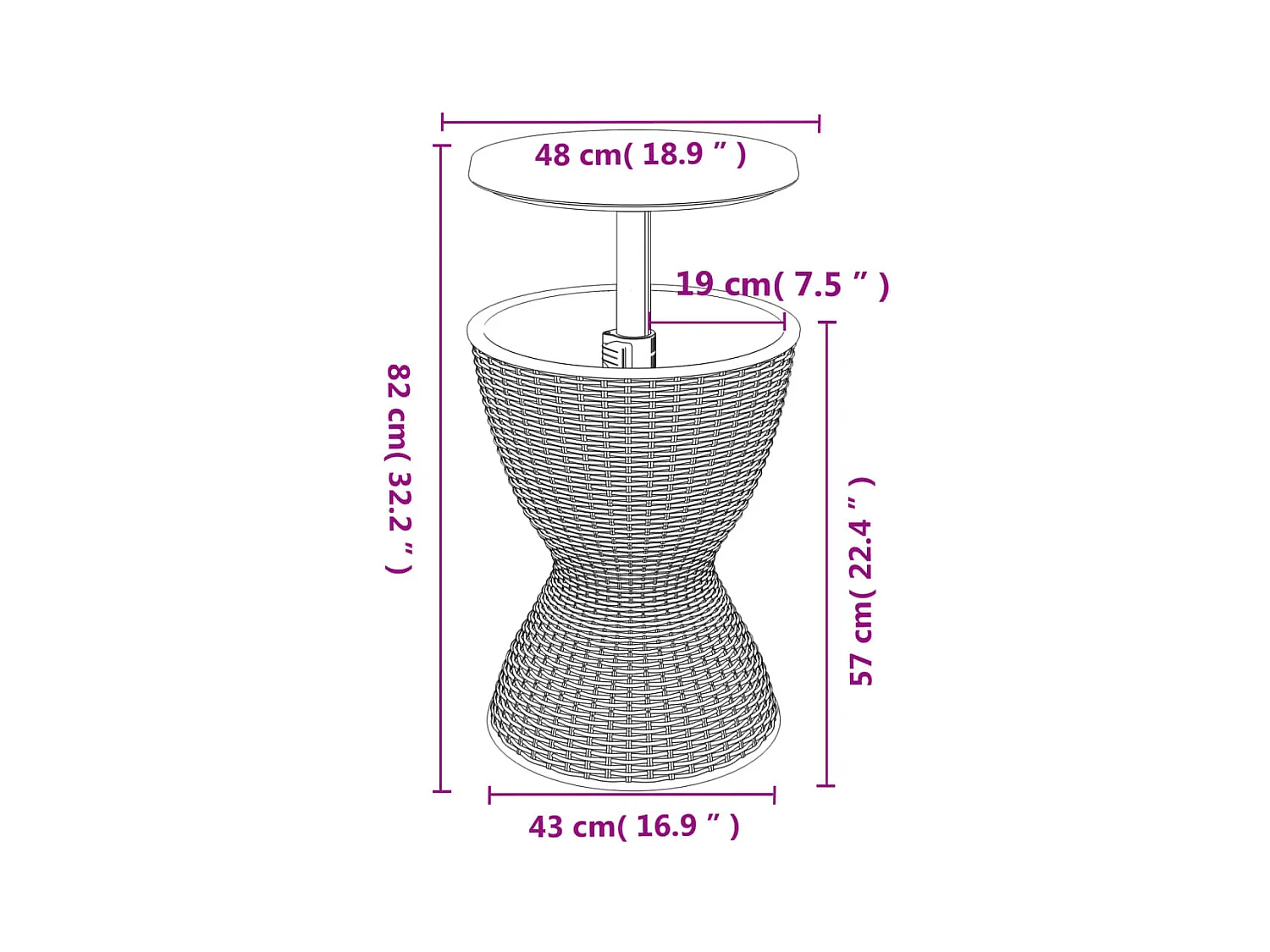 Table à glacière 3 en 1 noir polypropylène