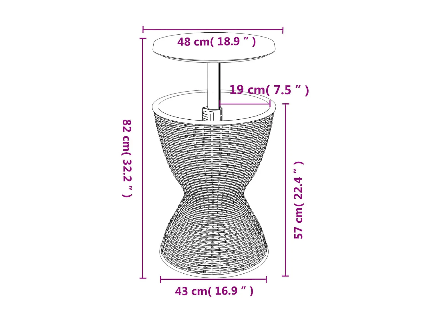 Table à glacière 3 en 1 noir polypropylène