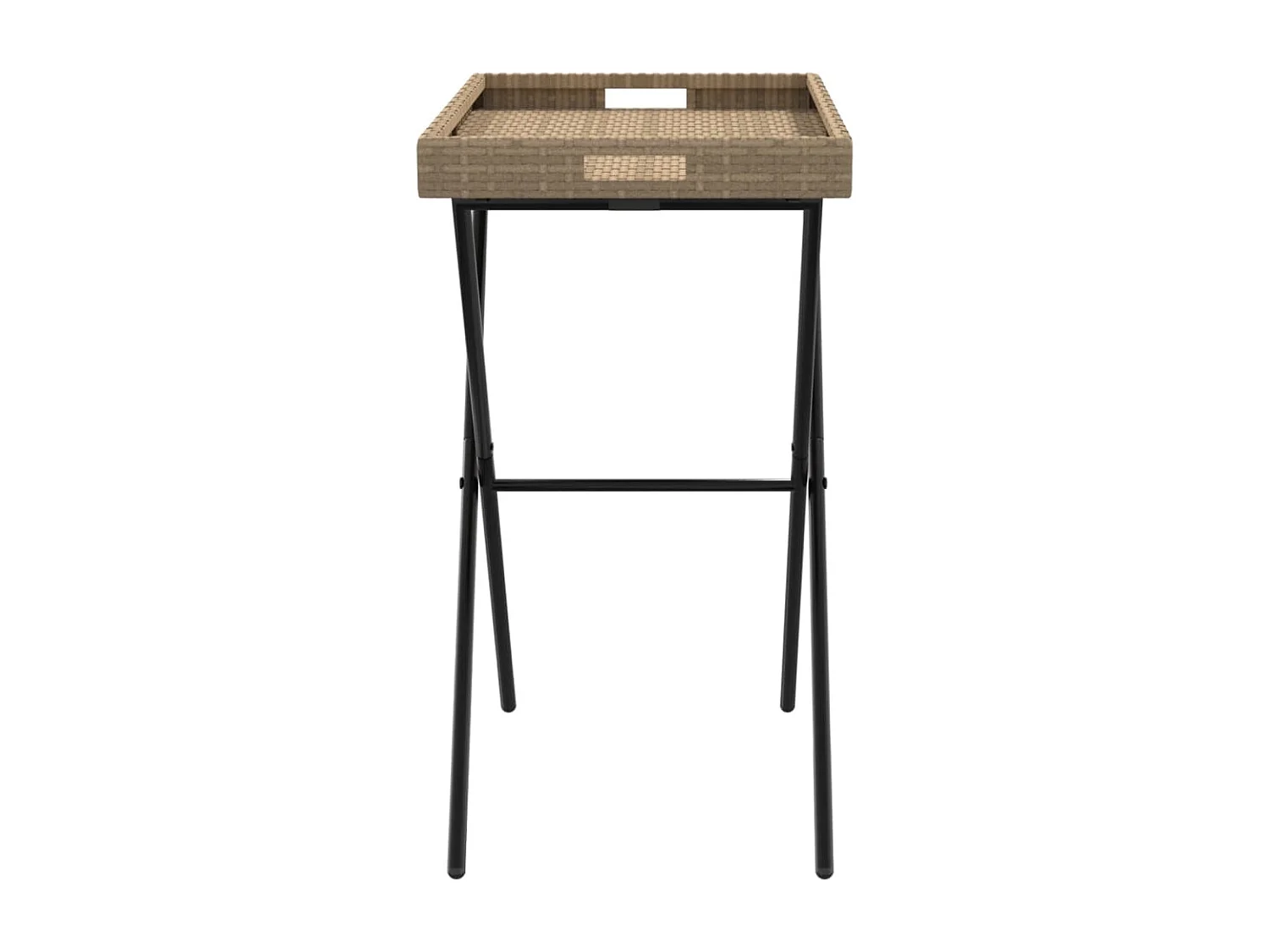 Table à plateau pliable beige 65x40x75 cm résine tressée