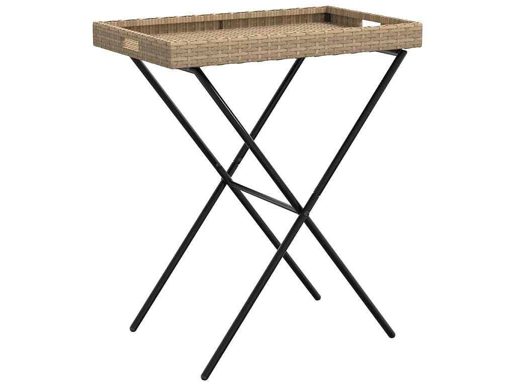 Dienbladtafel inklapbaar 65x40x75 cm poly rattan beige