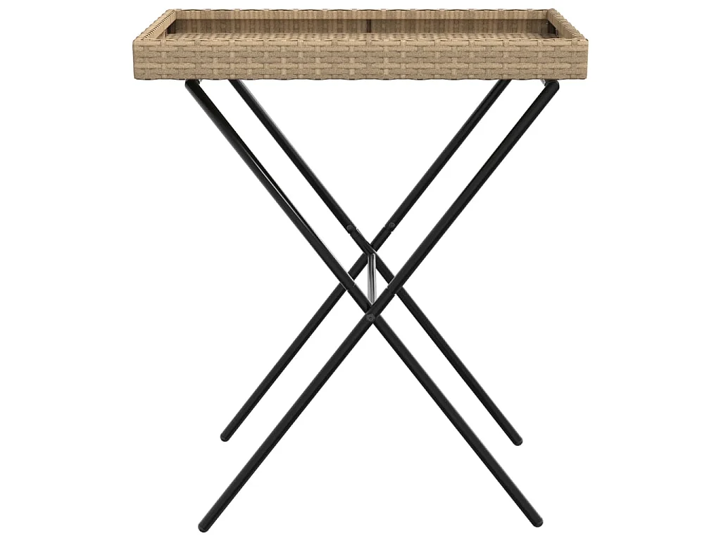 Dienbladtafel inklapbaar 65x40x75 cm poly rattan beige