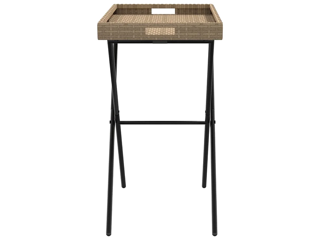 Dienbladtafel inklapbaar 65x40x75 cm poly rattan beige