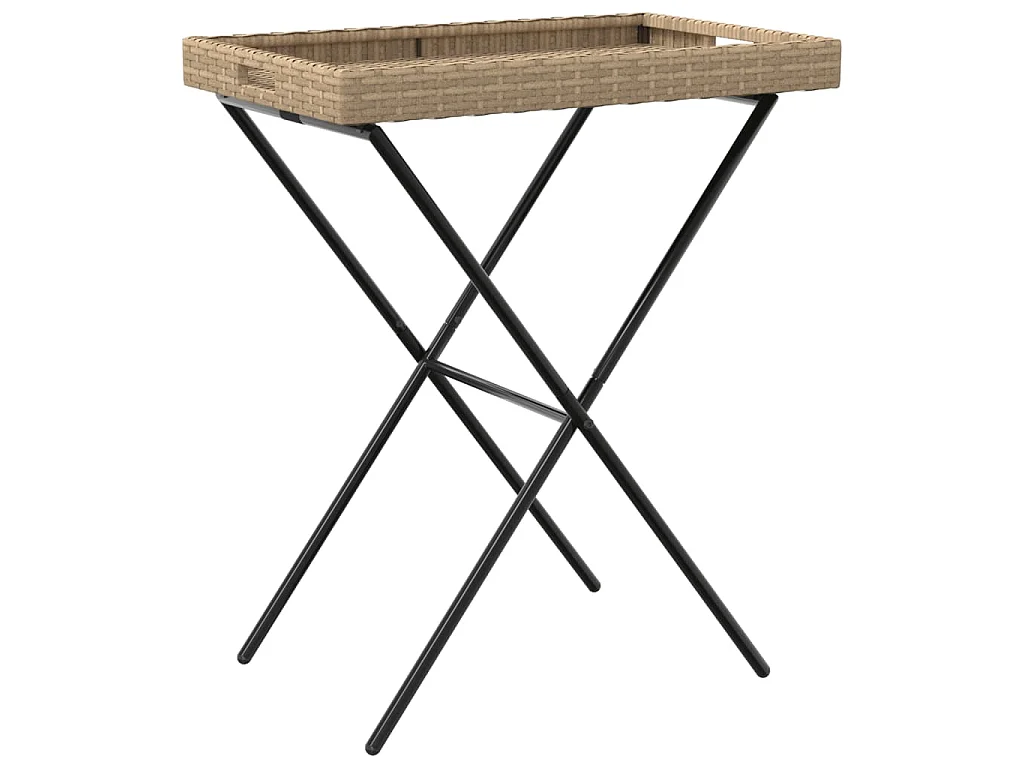 Dienbladtafel inklapbaar 65x40x75 cm poly rattan beige