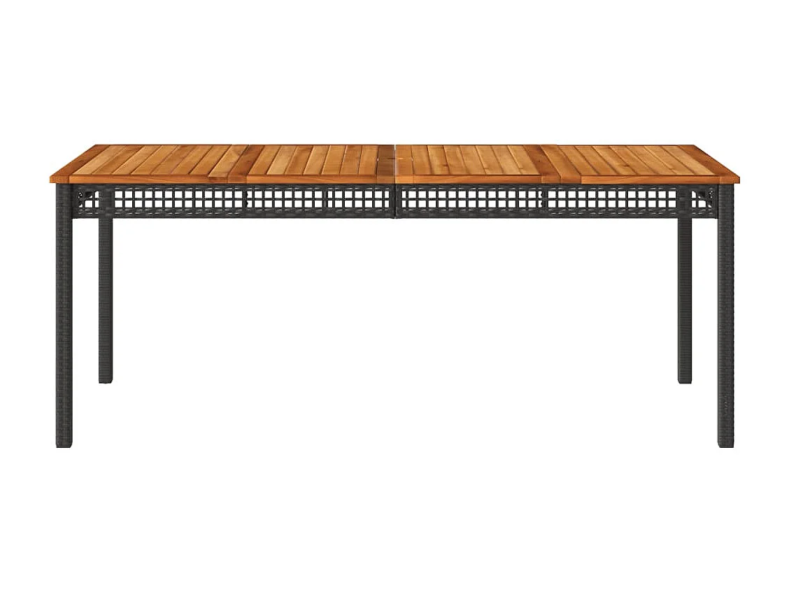 Mesa de jardim 180x90x75 cm vime PE e madeira de acácia preto