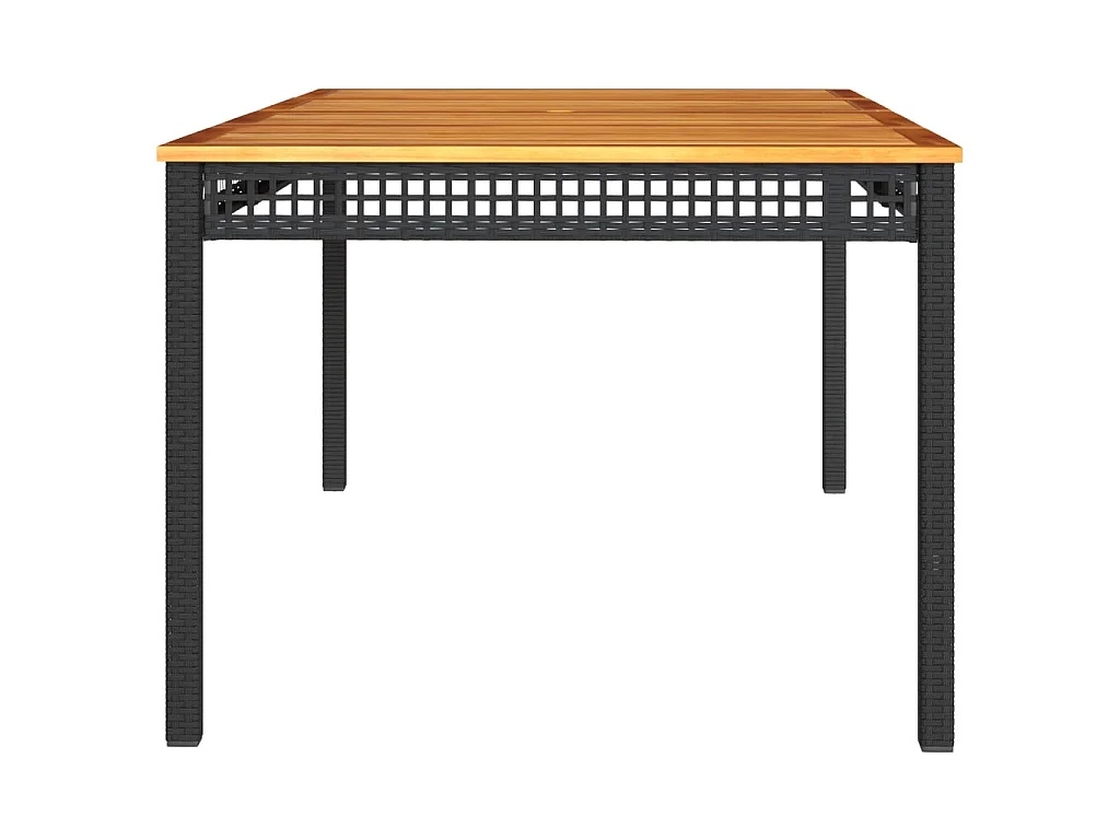 Table de jardin noir 180x90x75 cm résine tressée et bois acacia