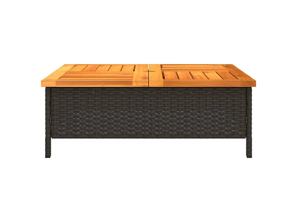 Tuintafel 70x70x25 cm poly rattan en acaciahout zwart