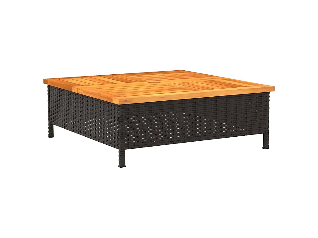 Tuintafel 70x70x25 cm poly rattan en acaciahout zwart