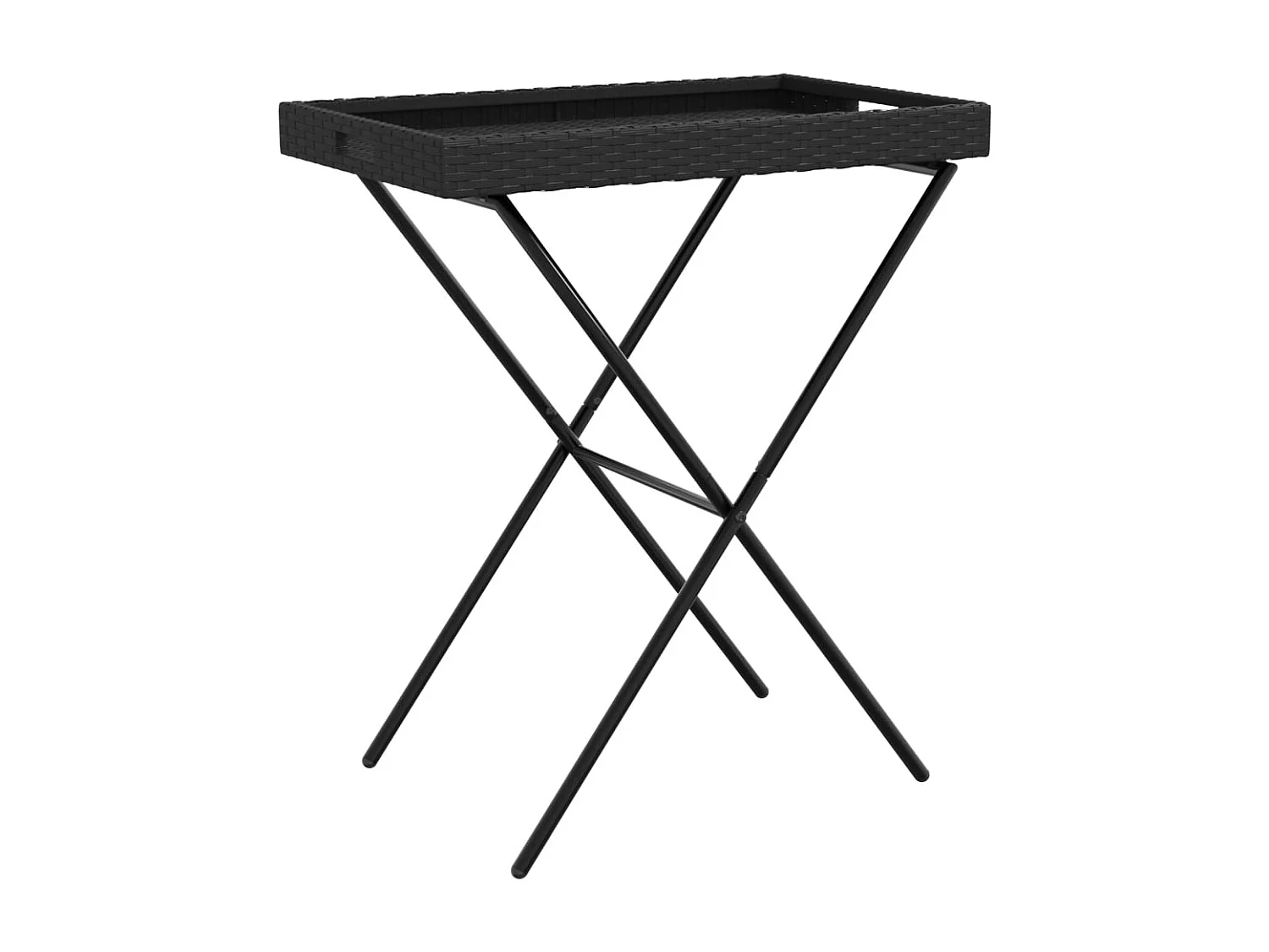 Tabletttisch Klappbar Schwarz 65x40x75 cm Poly Rattan