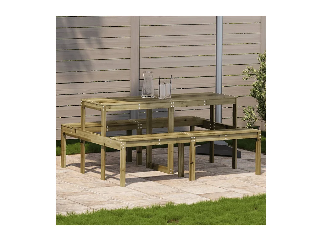 Table de pique-nique 160x134x75 cm bois de pin imprégné