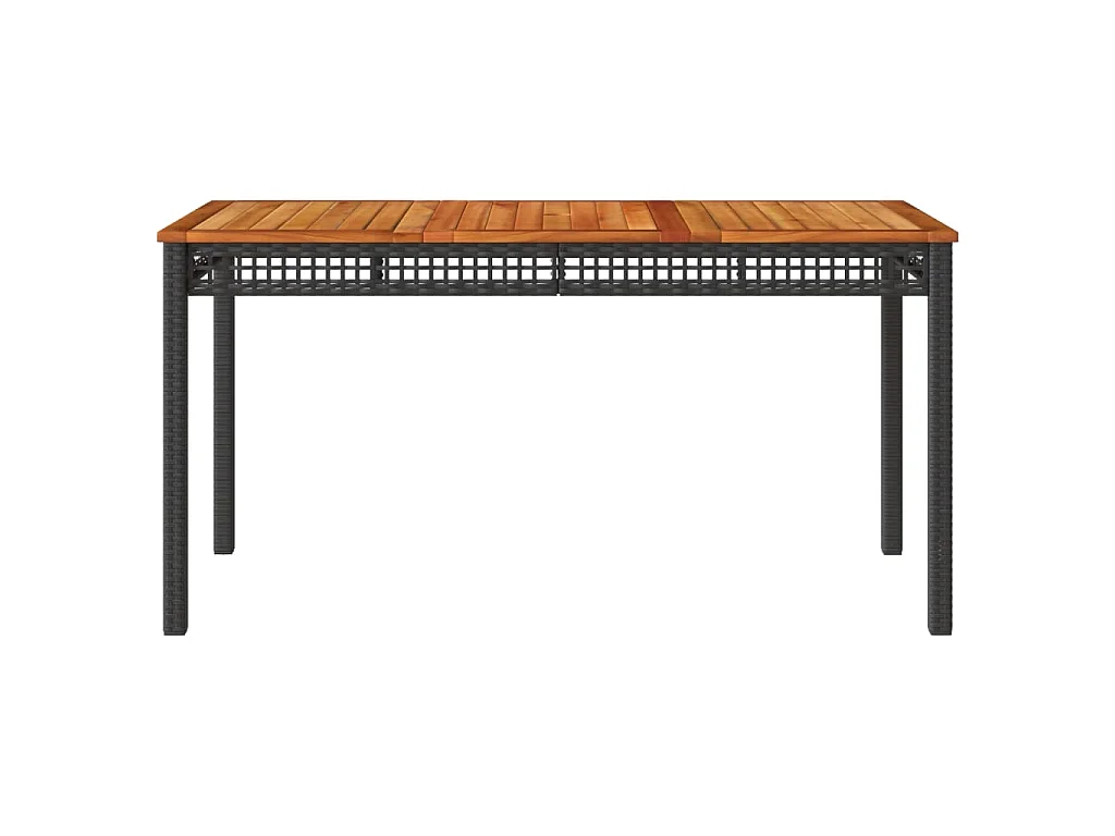 Gartentisch Schwarz 140x80x75 cm Poly Rattan Akazienholz