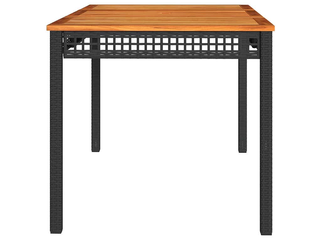Gartentisch Schwarz 140x80x75 cm Poly Rattan Akazienholz