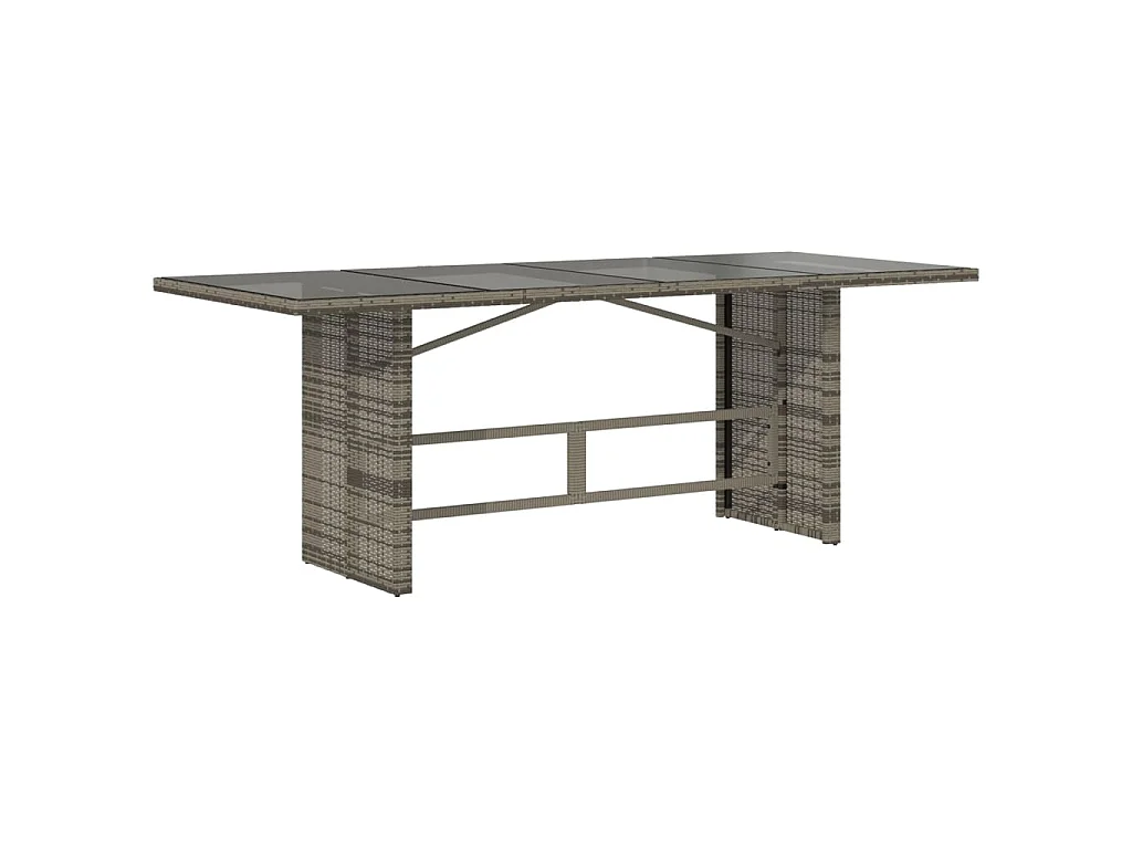 Mesa de jardim com tampo de vidro 190x80x74 cm vime PE cinza