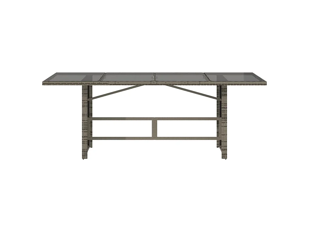 Mesa de jardim com tampo de vidro 190x80x74 cm vime PE cinza
