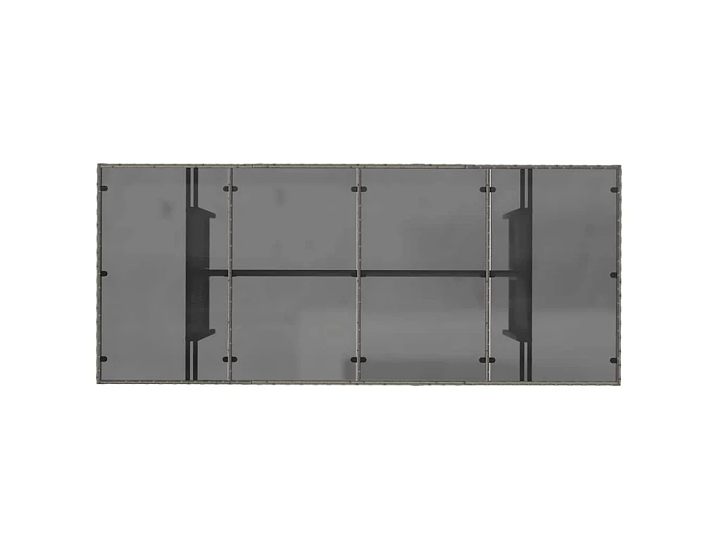 Mesa de jardim com tampo de vidro 190x80x74 cm vime PE cinza