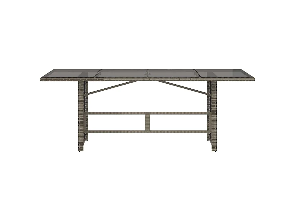 Tavolo da Giardino Piano in Vetro Grigio 190x80x74cm Polyrattan