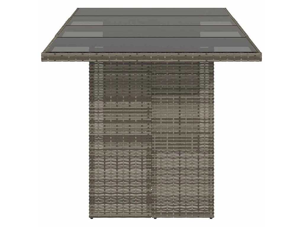 Tavolo da Giardino Piano in Vetro Grigio 190x80x74cm Polyrattan
