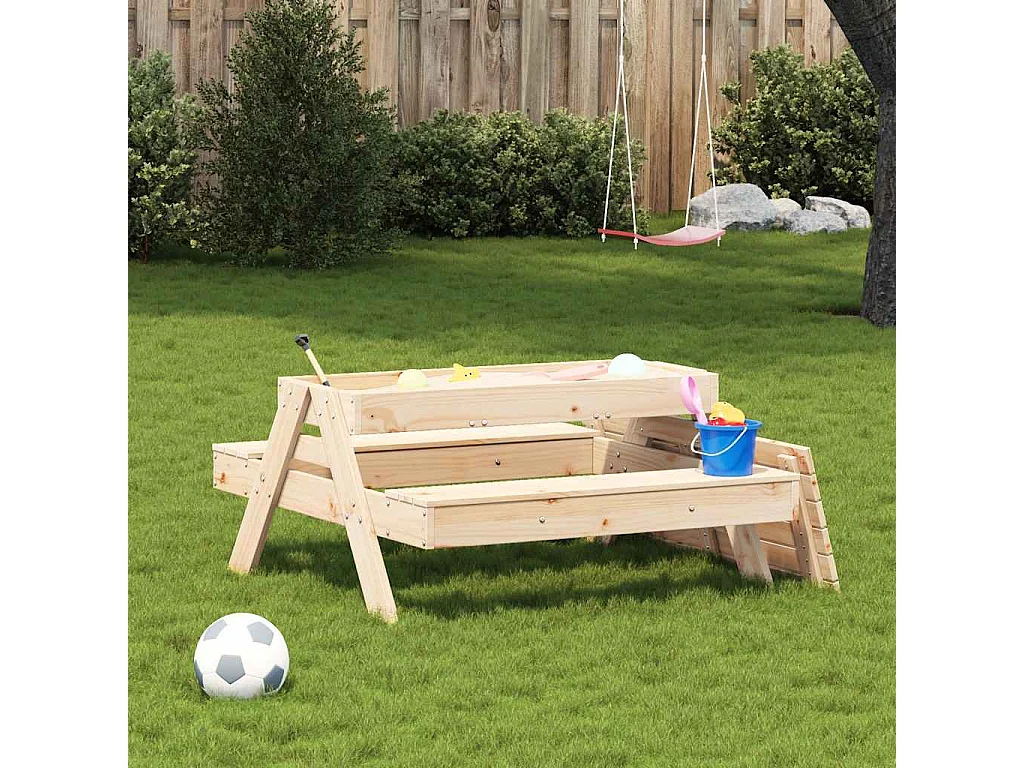 Table de pique-nique avec bac à sable pour enfants pin massif