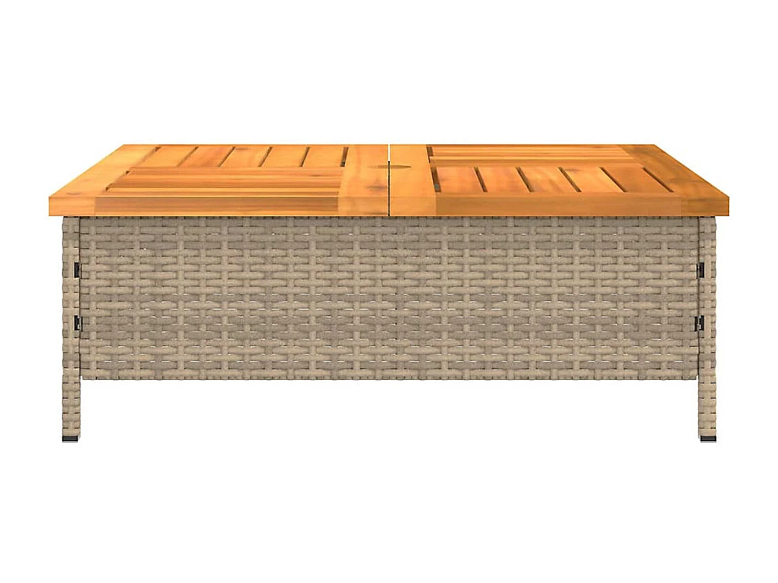 Mesa de jardín ratán y madera de acacia beige 70x70x25 cm