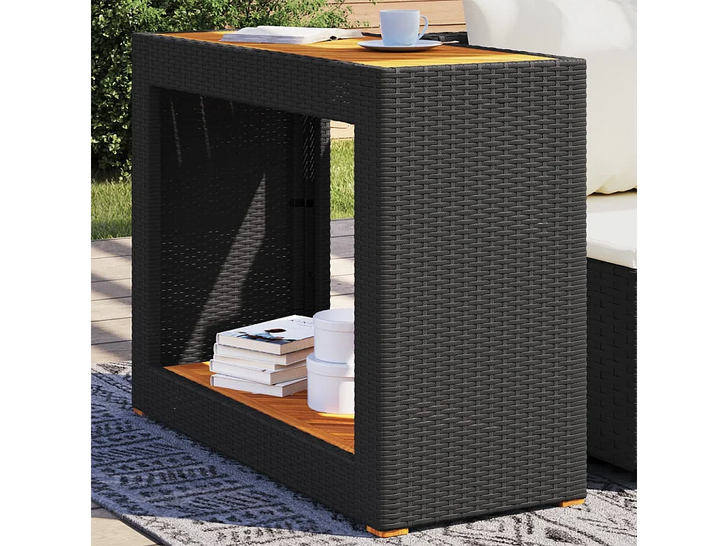 Table d'appoint de jardin dessus en bois noir 100x40x75 cm