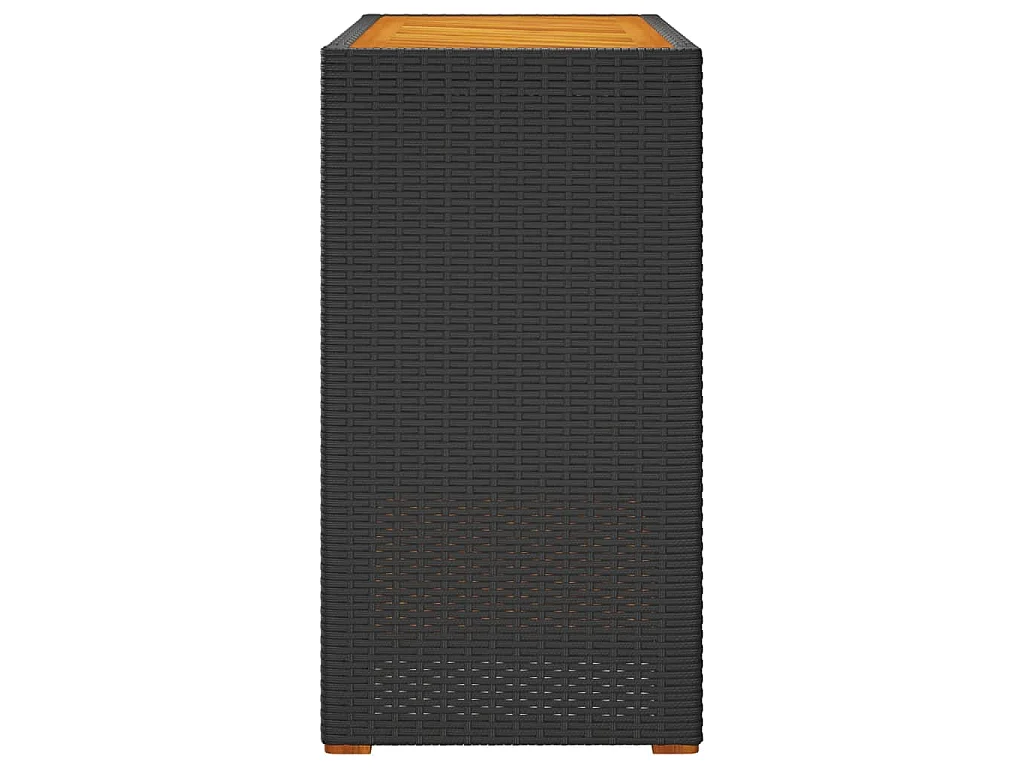 Garten-Beistelltisch mit Holzplatte Schwarz Poly Rattan