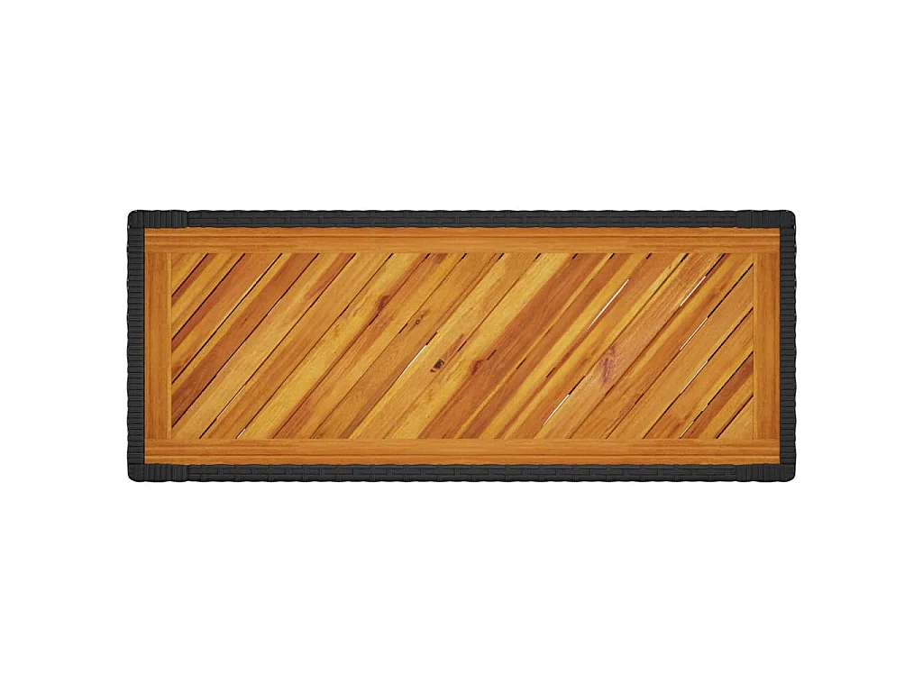Garten-Beistelltisch mit Holzplatte Schwarz Poly Rattan