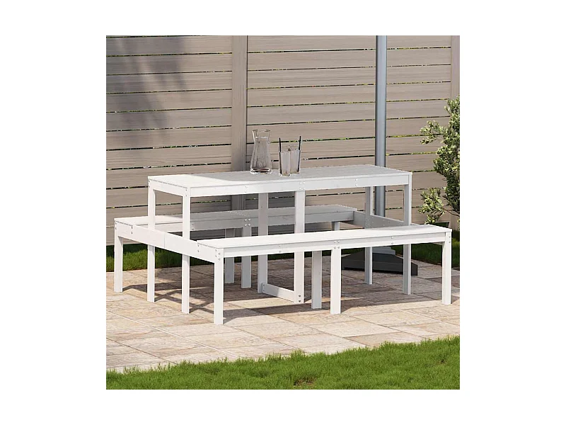 Picknicktafel 160x134x75 cm massief grenenhout wit