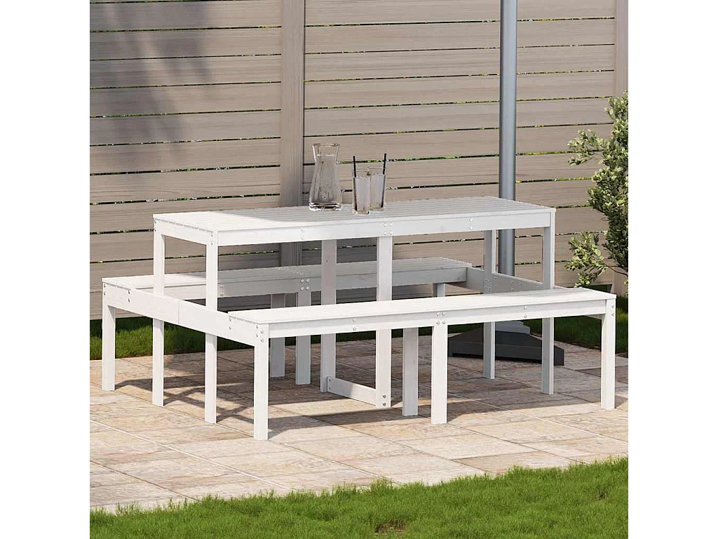 Picknicktafel 160x134x75 cm massief grenenhout wit