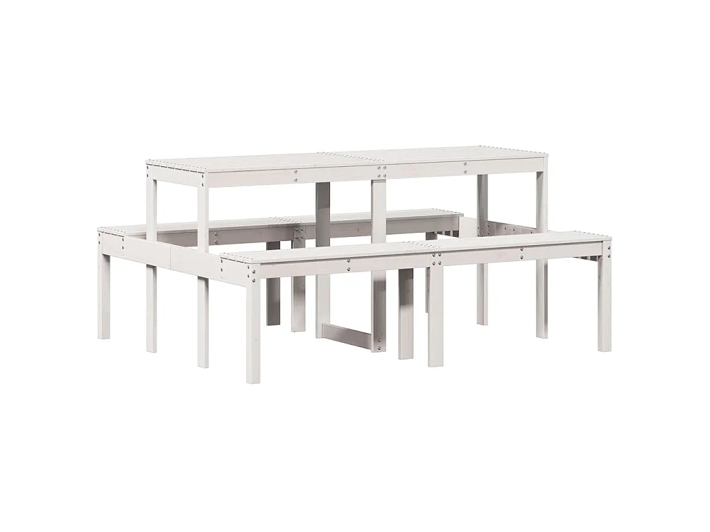 Table de pique-nique blanc 160x134x75 cm bois massif de pin